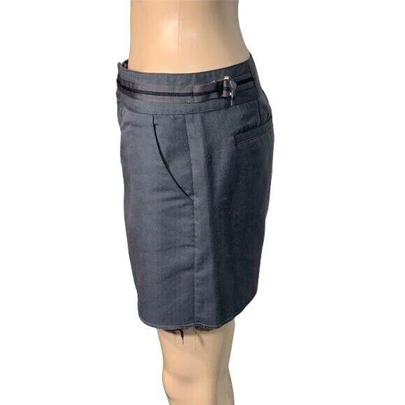 Volcom Gals Womens Mini Skirt Raw Hem Skater Straight Buckle Accent Gray Size 5 - Picture 2 of 7